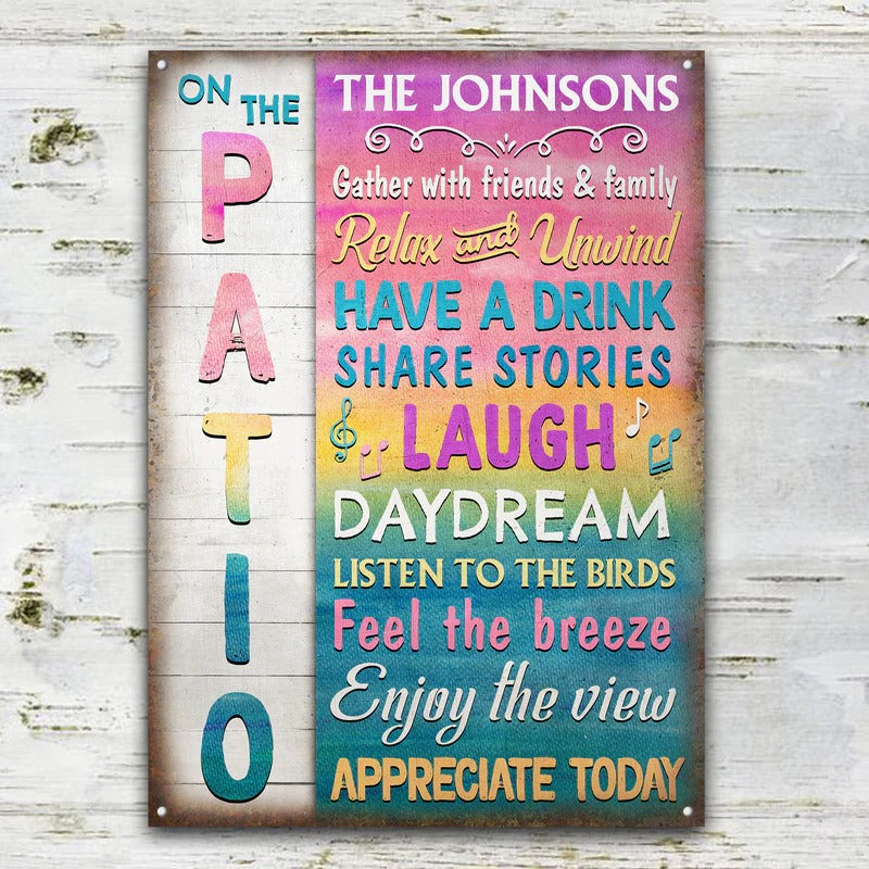 Patio Gather With Friends & Family - Personalized Custom Classic Metal Signs