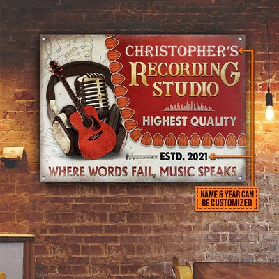 Personalized Acoustic Guitar Studio Where Words Customized Classic Metal Signs