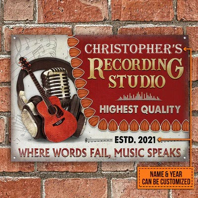 Personalized Acoustic Guitar Studio Where Words Customized Classic Metal Signs
