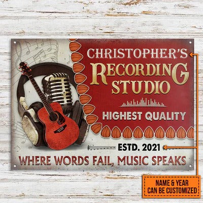 Personalized Acoustic Guitar Studio Where Words Customized Classic Metal Signs