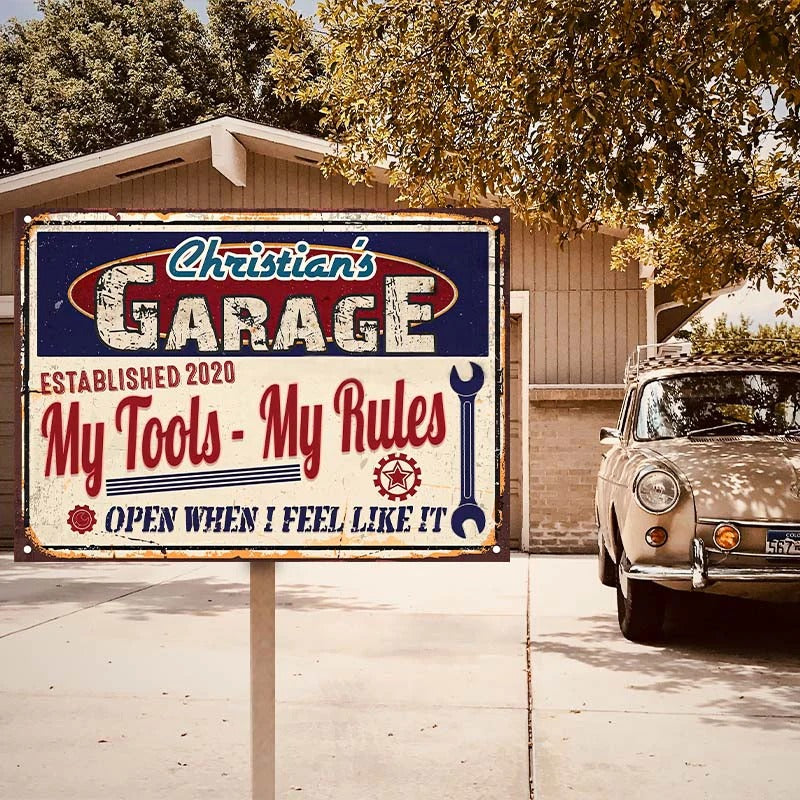 Personalized Auto Garage My Garage My Tools Customized Classic Metal Signs