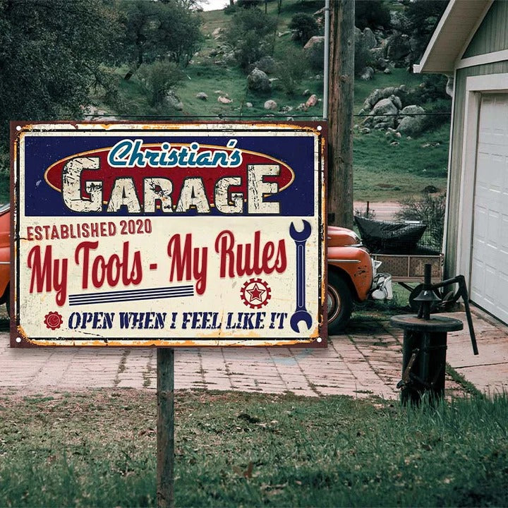 Personalized Auto Garage My Garage My Tools Customized Classic Metal Signs