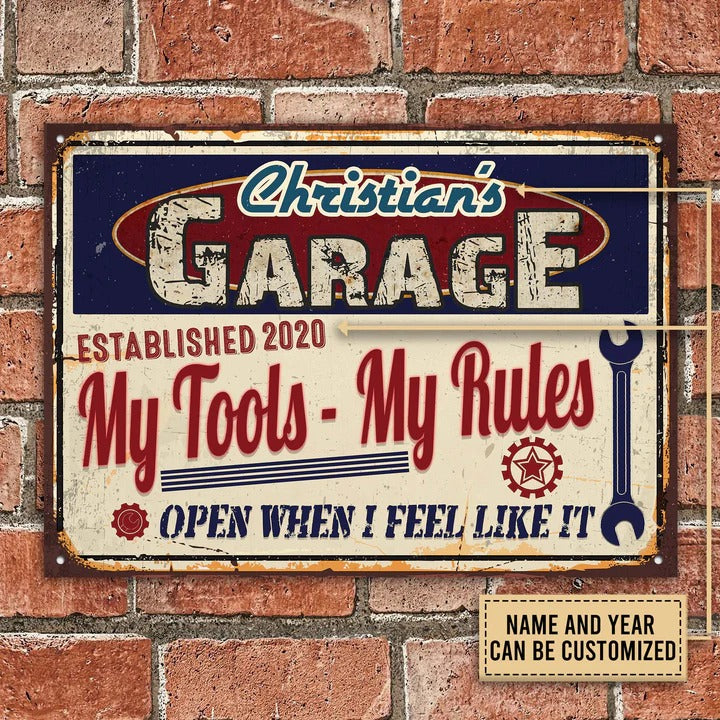 Personalized Auto Garage My Garage My Tools Customized Classic Metal Signs