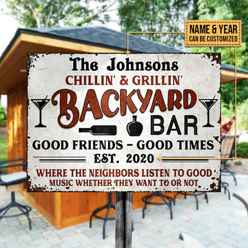 Personalized Backyard Bar Listen To Good Music Custom Classic Metal Signs