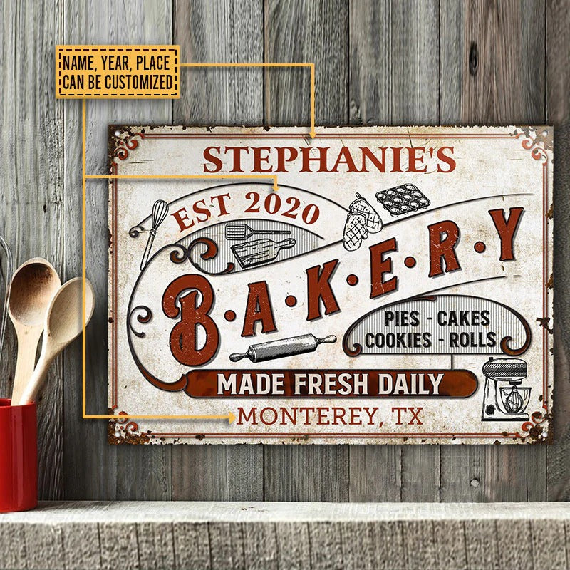 Personalized Baking Made Fresh Daily Custom Classic Metal Signs ...