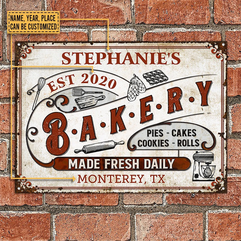 Personalized Baking Made Fresh Daily Custom Classic Metal Signs