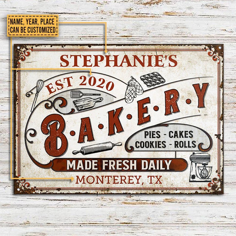 Personalized Baking Made Fresh Daily Custom Classic Metal Signs