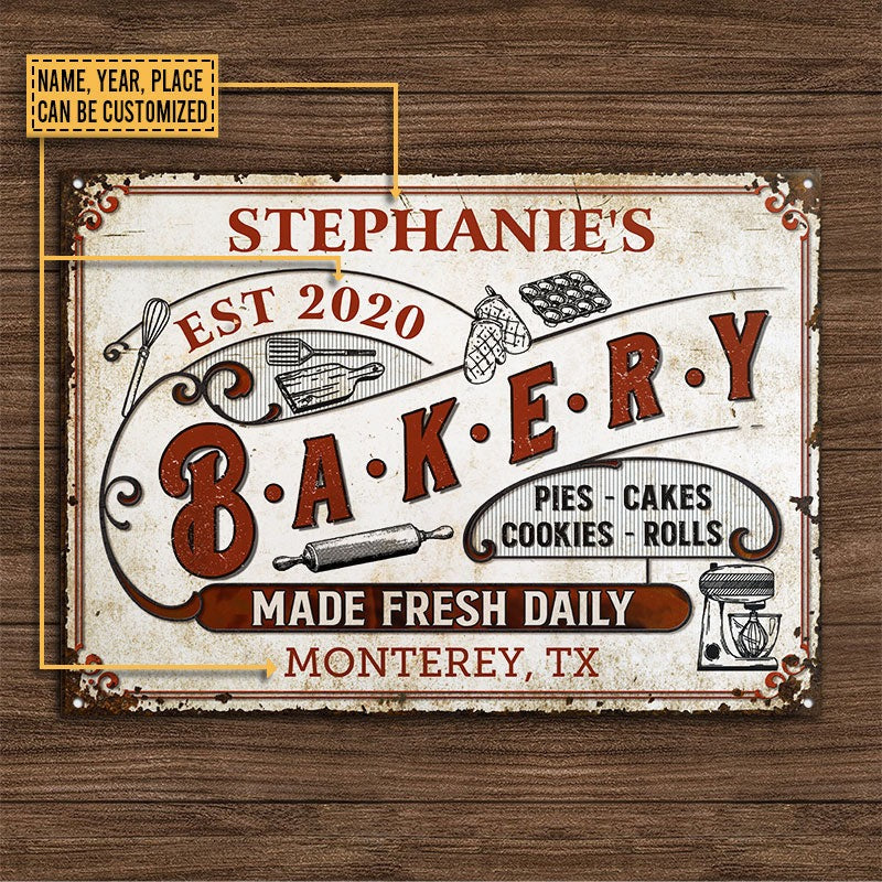 Personalized Baking Made Fresh Daily Custom Classic Metal Signs