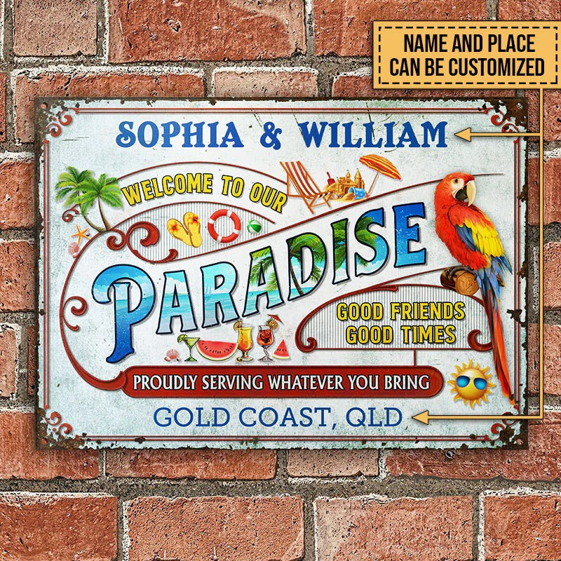 Personalisierter Strand Unser Paradies Personalisierte klassische Metallschilder
