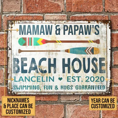 Personalized Beach Swimming Guaranteed Customized Classic Metal Signs