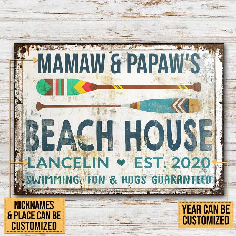 Personalized Beach Swimming Guaranteed Customized Classic Metal Signs