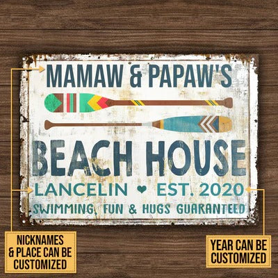 Personalized Beach Swimming Guaranteed Customized Classic Metal Signs