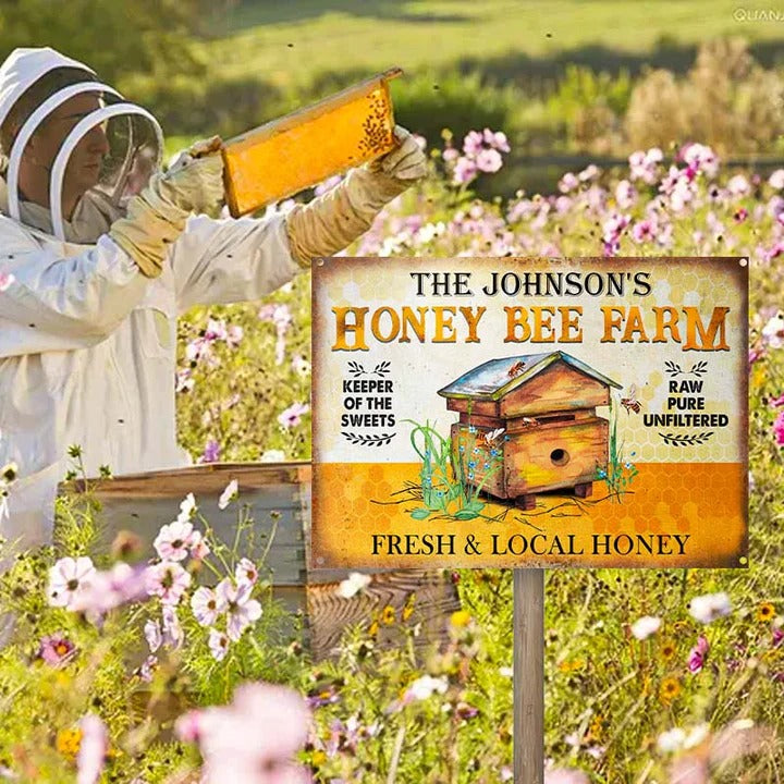 Personalized Bee Fresh Local Honey Customized Classic Metal Signs