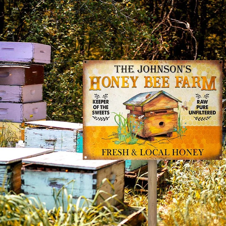 Panneaux métalliques classiques personnalisés au miel local frais d'abeille