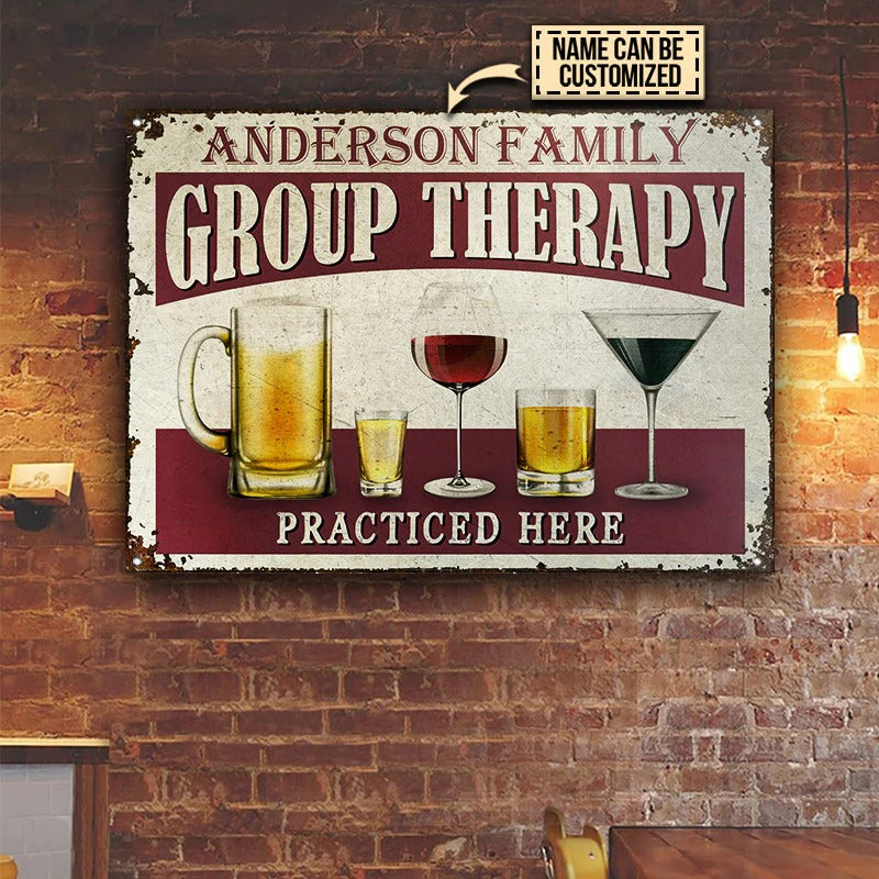 Personalized Beer Group Therapy Customized Classic Metal Signs