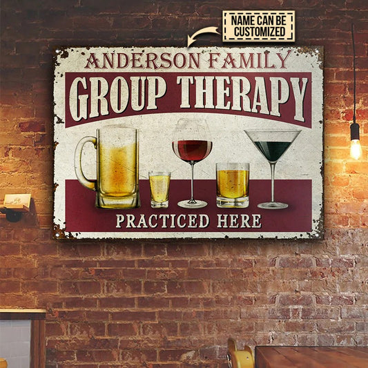 Personalized Beer Group Therapy Customized Classic Metal Signs