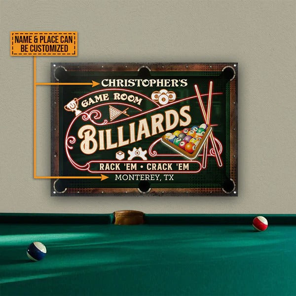 Personalized Billiards Game Room Neon Custom Classic Metal Signs ...