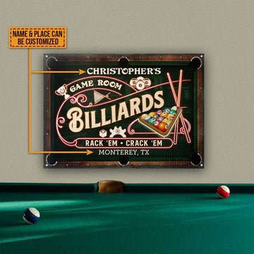 Personalized Billiards Game Room Neon Custom Classic Metal Signs