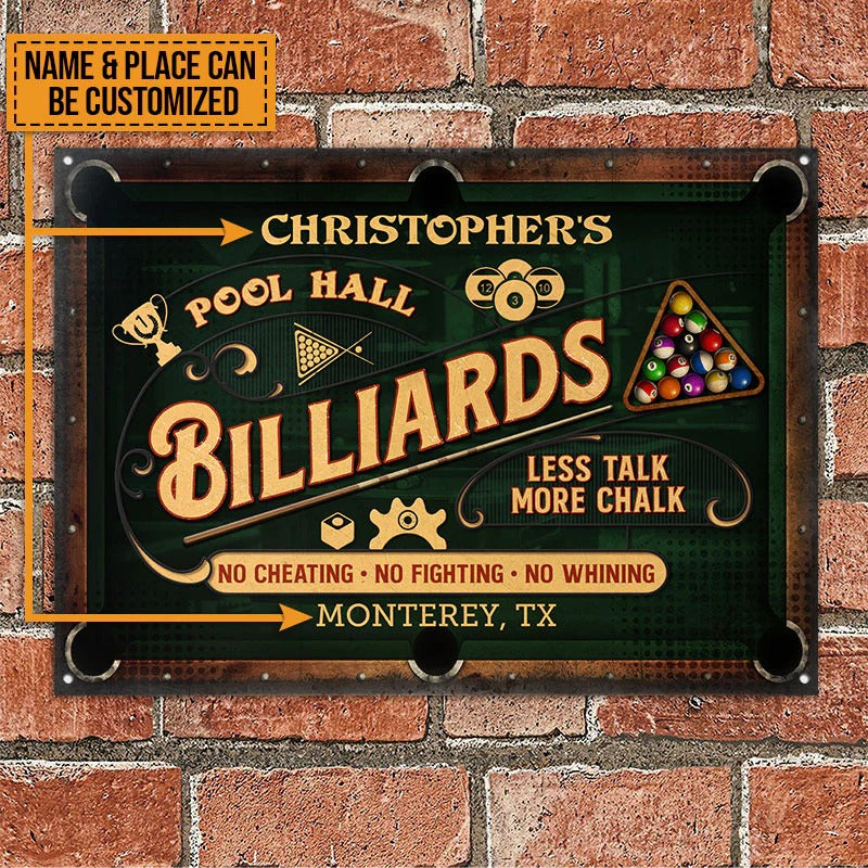Personalized Billiards Pool Hall Custom Classic Metal Signs ...