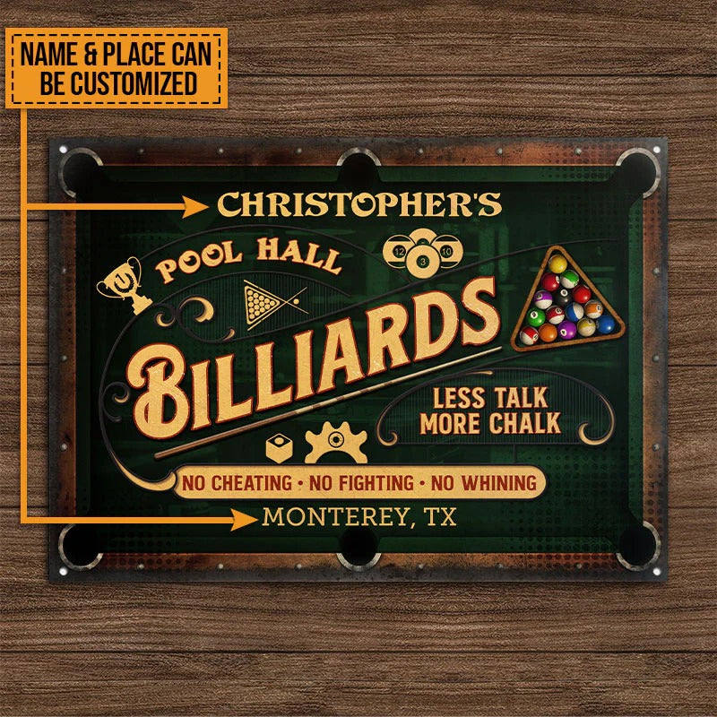 Personalisierte Billard Pool Hall Custom Classic Metallschilder