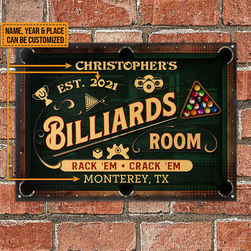 Billard personnalisé Rack 'Em Crack 'Em Plaques métalliques classiques personnalisées