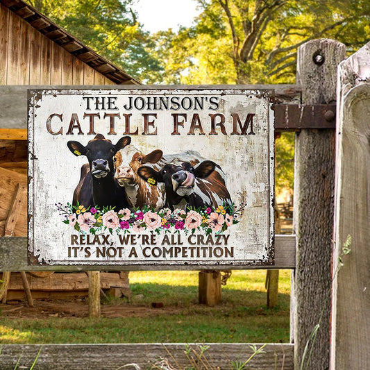 Personalized Cattle Farm Relax Customized Classic Metal Signs
