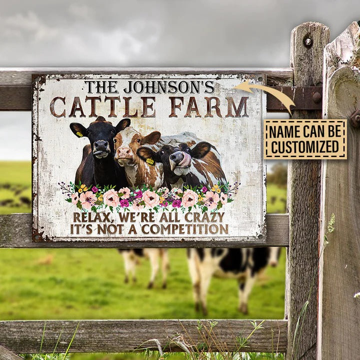 Personalized Cattle Farm Relax Customized Classic Metal Signs