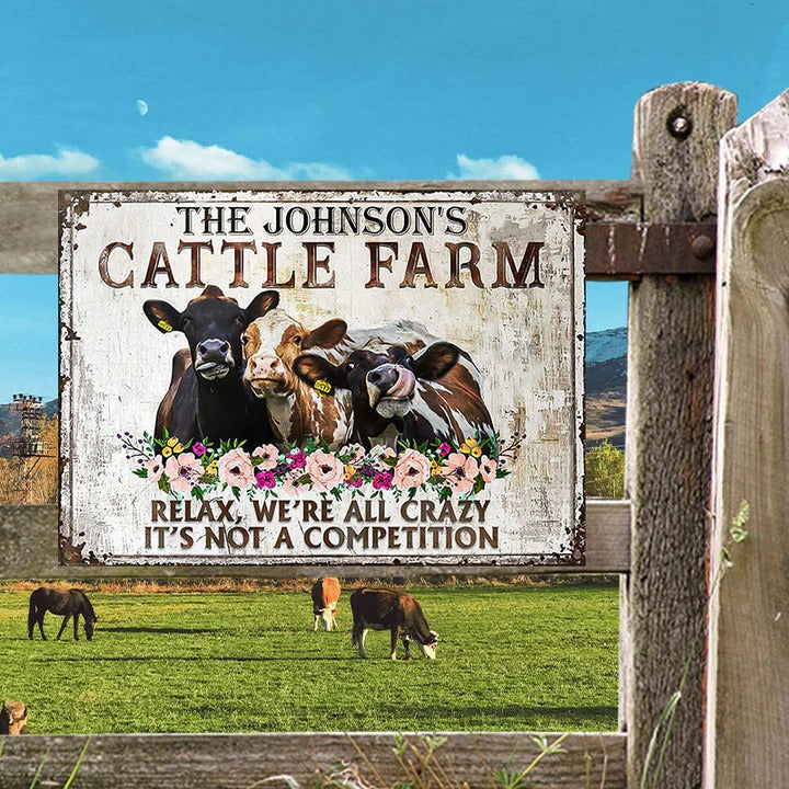 Personalized Cattle Farm Relax Customized Classic Metal Signs