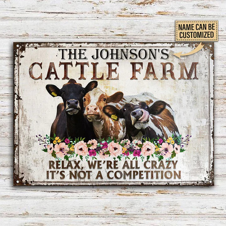 Personalized Cattle Farm Relax Customized Classic Metal Signs