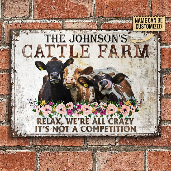 Personalized Cattle Farm Relax Customized Classic Metal Signs