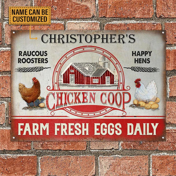 Personalized Chicken Coop Farm Fresh Eggs Customized Classic Metal Signs