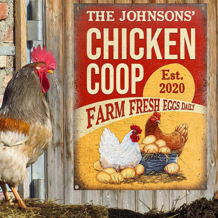 Personalized Chicken Coop Fresh Eggs Customized Classic Metal Signs