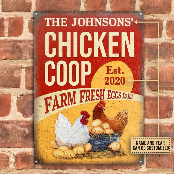 Personalized Chicken Coop Fresh Eggs Customized Classic Metal Signs