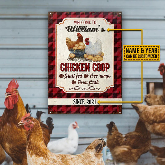 Personalized Chicken Coop Welcome Flannel Custom Classic Metal Signs