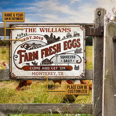 Chicken Farm Fresh Eggs Come And Get Customized Classic Metal Signs