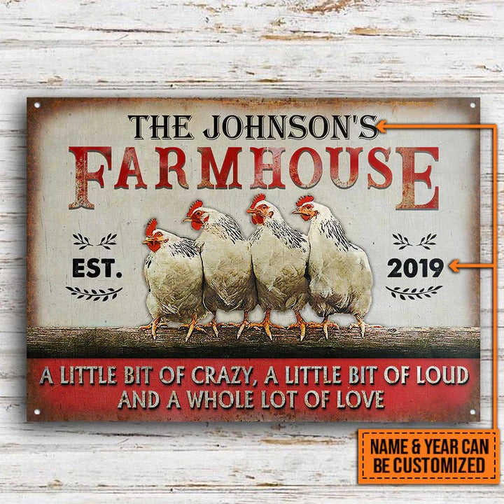 Personalized Chicken Farmhouse A Little Bit Of Customized Classic Metal Signs