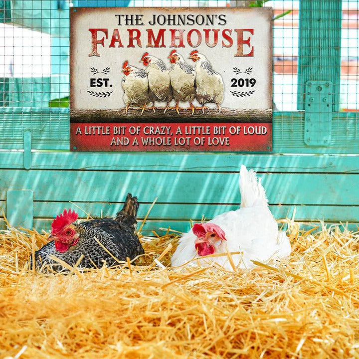 Personalized Chicken Farmhouse A Little Bit Of Customized Classic Metal Signs