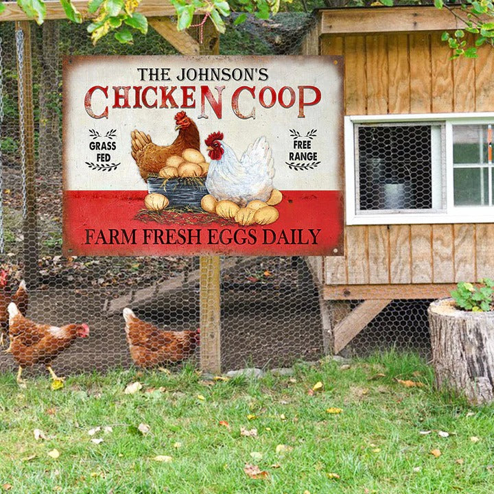 Panneaux métalliques classiques personnalisés de poulet nourris à l'herbe