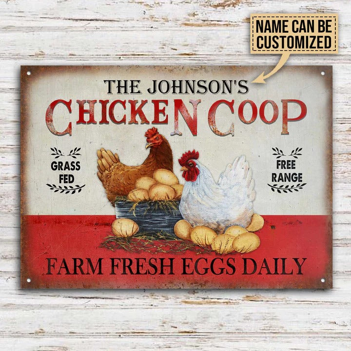 Personalized Chicken Grass Fed Free Range Customized Classic Metal Signs