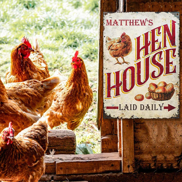 Hen Sign Personalized Chicken Hen House Daily Customized Classic Metal Signs ...