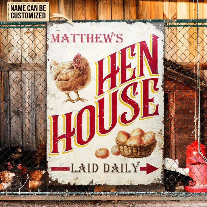Personalized Chicken Hen House Daily Customized Classic Metal Signs