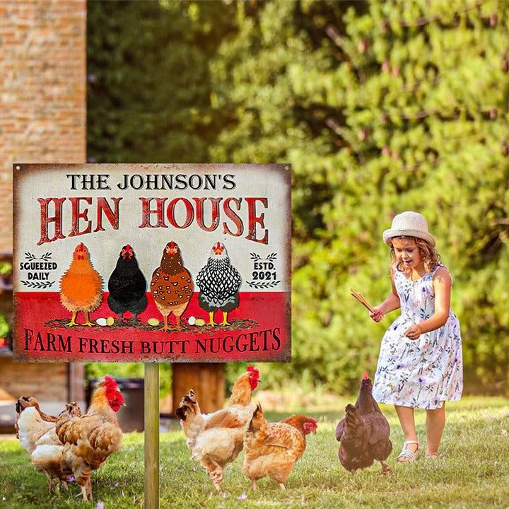 Personalized Chicken Hen House Fresh Customized Classic Metal Signs