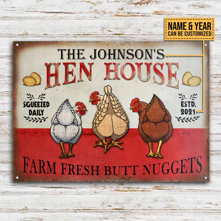 Personalisierte Chicken Hen House Nuggets Personalisierte klassische Metallschilder