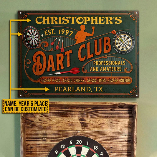 Club de fléchettes personnalisé Vintage Good Times Good Friends Professionals Plaques métalliques classiques personnalisées