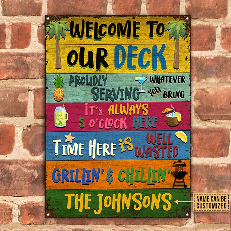 Plaques métalliques personnalisées Deck Grillin and Chillin Custom Classic