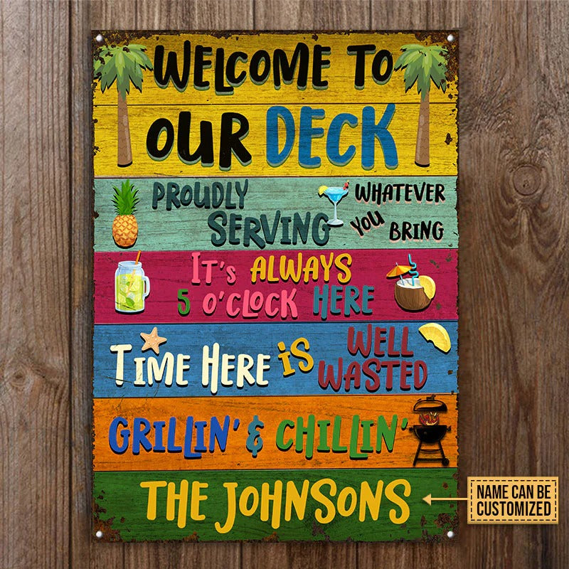 Plaques métalliques personnalisées Deck Grillin and Chillin Custom Classic