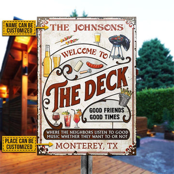 Personalized Deck Grilling Red Listen To The Good Music Vertical Custom Classic Metal Signs