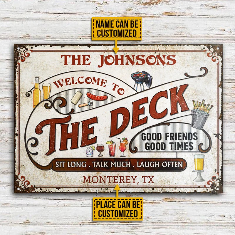 Personalized Deck Grilling Red Sit Long Custom Classic Metal Signs