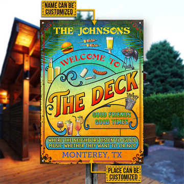 Personalized Deck Grilling Summer Listen To The Good Music Vertical Custom Classic Metal Signs