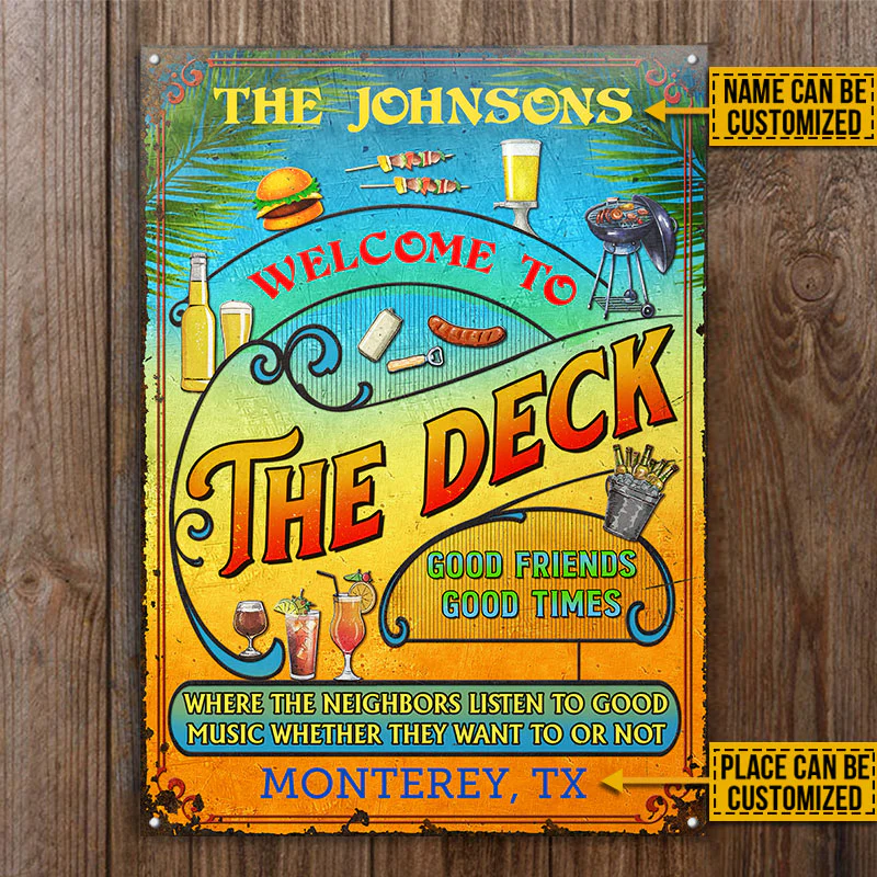 Personalized Deck Grilling Summer Listen To The Good Music Vertical Custom Classic Metal Signs